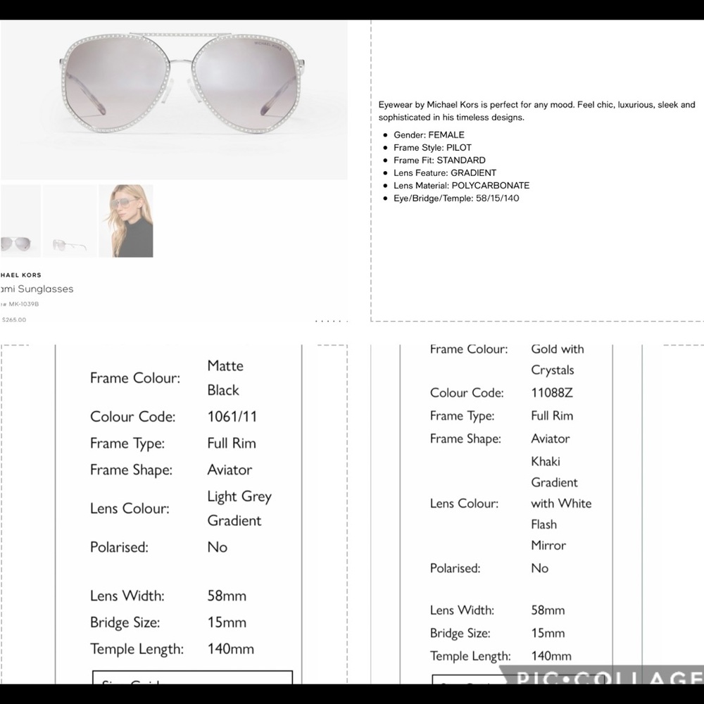 MICHAEL KORS POPULAR RHINESTONE AVIATORS IN SILVER, GOLD, BLACK, WORN ON KYLE R - Picture 13 of 16